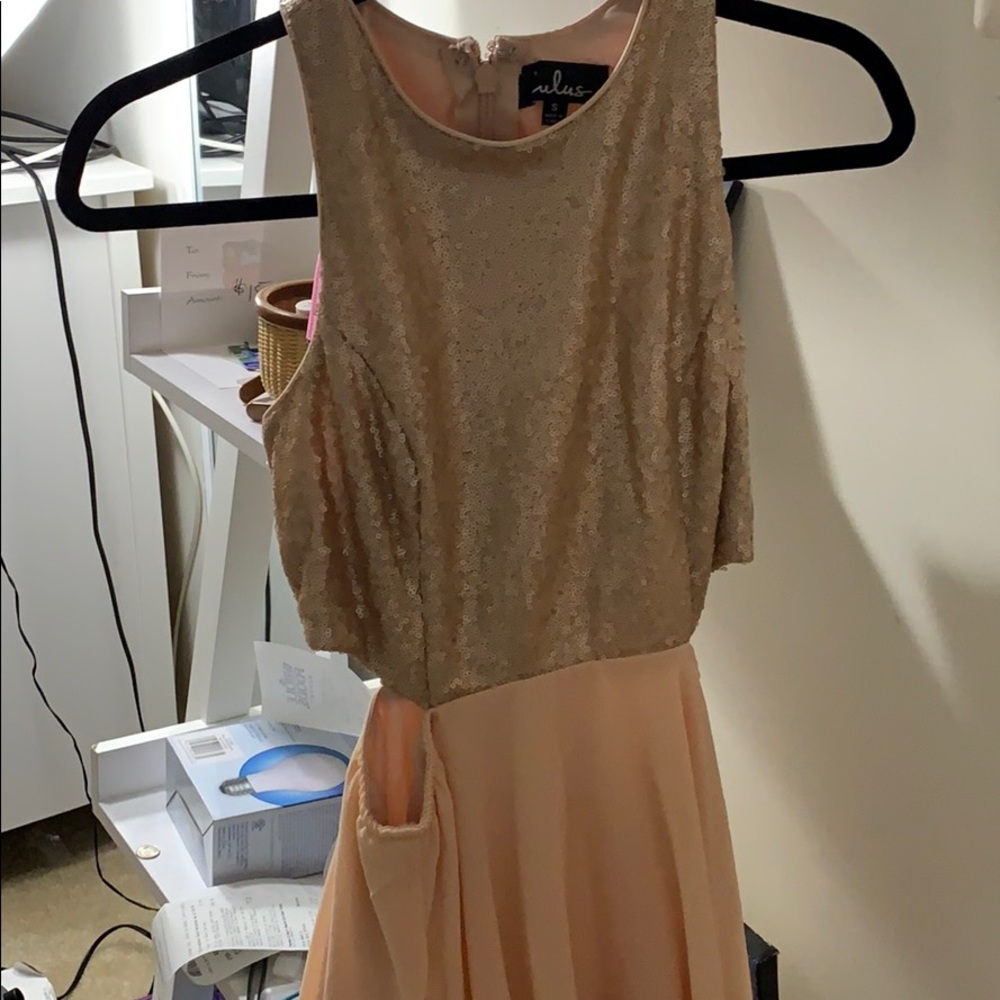 Pink and gold sequence LULUS dress Small